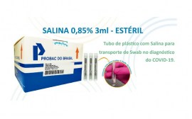 Solução Salina 0,85% Para Transporte De Swab Em Diagnóstico COVID-19 - 3 Ml - 48 Unid - Probac